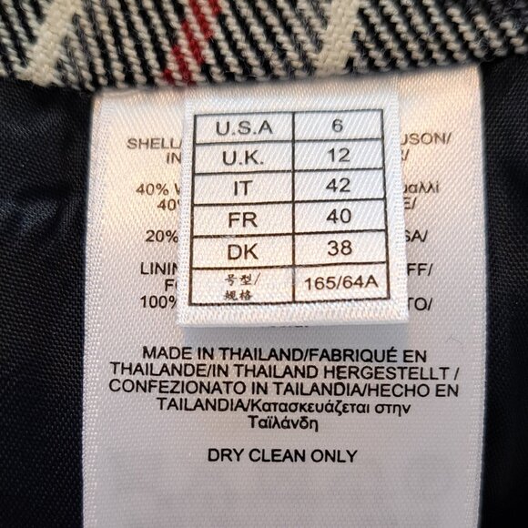 Brooks Brothers Black White Plaid Wool Blend Pencil Skirt Size 6 - Picture 5 of 6